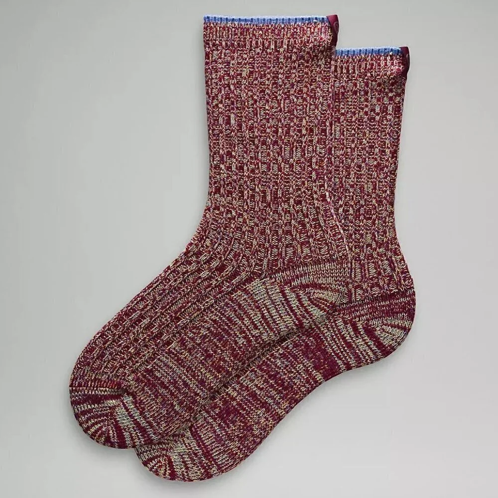 NWT Lululemon Crew-Length Ragg Socks - M Deep Luxe Multi/Blue Willow